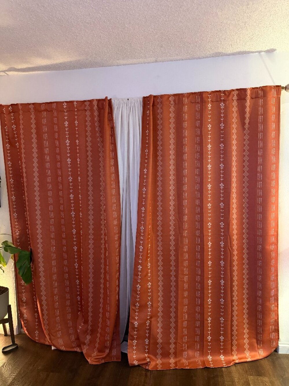 Lino Rosa Terracotta Boho Floral Curtains (50"x 94) - Set of 2 Panels